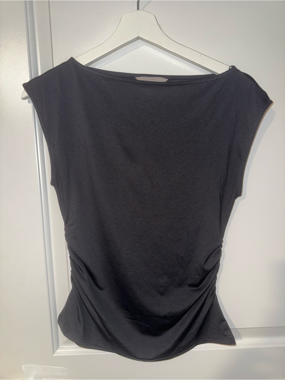 H&M Black Cap Sleeve Tank with Side Ruching